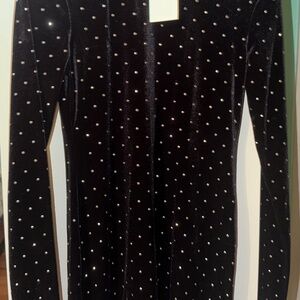 H&M Black Velvet Dress with Silver Accents